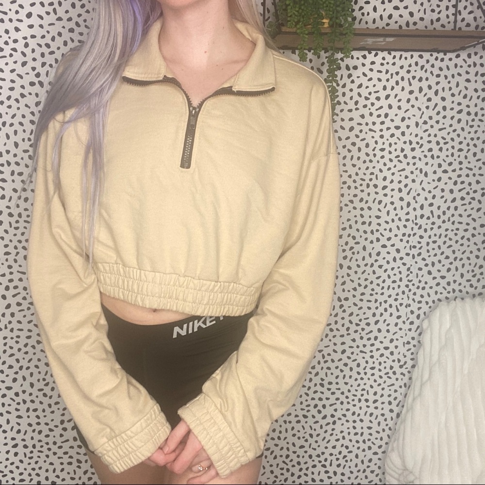 Forever 21 Quarter Zip Cropped Sweater